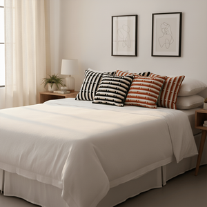 Juego de 6 Fundas de Almohada SOGA de 45 cm, Color Naranja Óxido y Blanco Roto con Rayas, 3 Rayas Decorativas en Blanco y Negro - Product Image 5