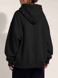 Sudadera con Capucha Negra Extra Grande, 100% Algodón, Forro Polar en la Parte Delantera, Estilo Casual Unisex, Corte Regular, Diseño con Bolsillos, Ropa de Otoño - Product Image 3