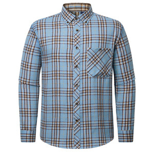 Camisa de Franela para Hombre, Cuello Mandarín, Botones Cubiertos, Color Sólido, Manga Larga, Casual, Verano, 100% Algodón, Transpirable, Secado Rápido - Product Image 1