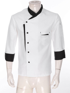 Veste de chef blanche pour homme, manches longues, en coton, boutonnée, pour uniformes de restaurant et de bar - Product Image 3