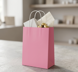 Sac de shopping en papier kraft bleu marine classique écologique avec poignées torsadées, impression offset, sacs cadeaux recyclables - Product Image 5