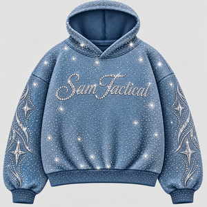 Men's Blue <b>Velour</b> <b>Hoodie</b> Rhinestone Hip Hop Pullover Sweatshirt Letter Design Regular Fit Autumn Wholesale Rate OEM Custom - Product Image 4