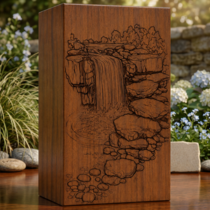 Handcrafted Wooden Urn <b>Box</b> Engraved <b>Memorial</b> Keepsake Cremation Urn American Style for Home Remembrance - Product Image 5