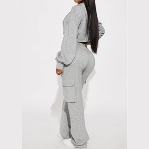 Ensemble de survêtement pour femmes avec logo personnalisé, sweat-shirt court sexy, pantalon de jogging, ensemble 3 pièces, tenue streetwear imprimée - Product Image 3