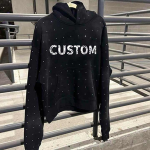 ออกแบบเสื้อฮู้ดดี้ผู้ชายฤดูหนาวผ้าฝ้าย 100% ทรงโอเวอร์ไซส์ พิมพ์ลายสกรีน ปักลายคริสตัลวินเทจ แต่งซิป  ตามสั่ง - Product Image 5
