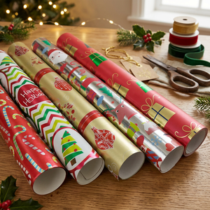 Manufacturer Customized Christmas-Themed Virgin-certified Eco-Friendly Coated Luxury Finish Printed <b>Wrapping</b> <b>Paper</b> Rolls Sheets - Product Image 1