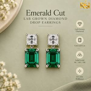 ต่างหูเพชรทรงหยดน้ำมรกตเจียระไนแบบ Asscher ดีไซน์โดดเด่น |   เครื่องประดับทองคำแท้ 9K 14K 18K - Product Image 5
