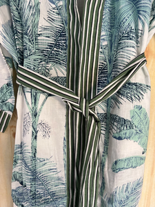 Bata Kimono de Algodón 100% Tejido con Estampado de Dibujos Animados para Mujer, Camisón de Verano Hecho a Mano, Cuello en V, Cintura Elástica, Largo Completo, ODM - Product Image 3