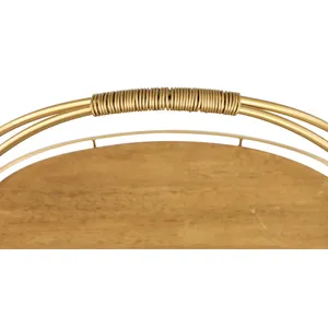 Bandeja de Servir Ovalada Moderna de Metal con Estantes de Madera, 20x18x10 Pulgadas, Diseño Decorativo con Asa - Product Image 2