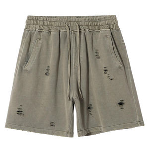 Shorts de sport vintage délavés à l'acide 100 % coton pour hommes et femmes, conception personnalisée, fournisseur en gros - Product Image 6