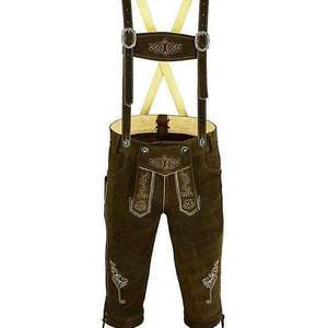 กางเกงหนังบาวาเรียนสีน้ำตาลเข้มสำหรับผู้ชายสำหรับเทศกาลอ็อกโทเบอร์เฟสต์ หนังพรีเมียม ขนาด EU 46 ถึง 62 - Product Image 1