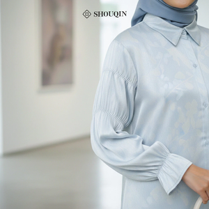 Vestido Gamis de Satén para Mujeres Musulmanas Irlandesas Shouqin, Elegante, Antiarrugas, con Estampado Floral, Cuello Camisero, Botones Delanteros, para Lactancia - Product Image 5