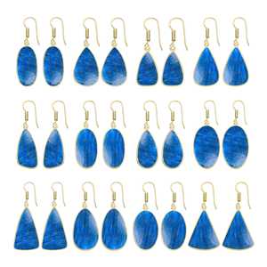 Excellente boucle d'oreille pendante, pierre précieuse naturelle, pierre de naissance de décembre, bijoux faits à la main, boucle d'oreille en laiton plaqué argent - Product Image 1