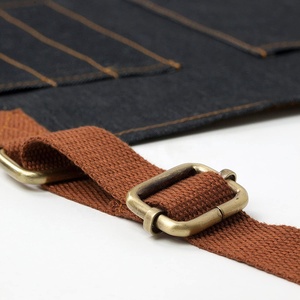 Denim Workshop <b>Apron</b> With Multiple Pockets And Leather Straps Durable For Barber Or Kitchen Use - Product Image 4