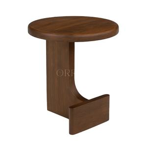 Mesita de Noche Redonda con Base Esculpida, Acabado Liso, Diseño de Madera Artesanal Duradero para Interiores de Dormitorios Modernos - Product Image 1