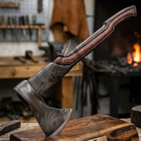 Hache à barbe à dos plat de conception unique et de haute qualité, manche en bois, lame en acier carbone/inox, garantie 3 ans, couleur et poids personnalisables