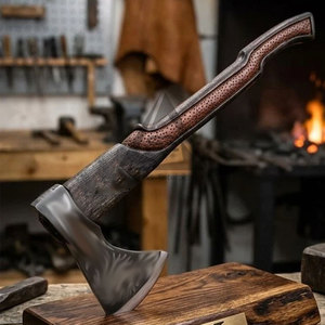 Unique Design High Quality Flat Backed Bearded Axe with Wood Handle Custom Color <b>Weight</b> & Size for Wood Cutting - Product Image 3