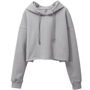 Sweat-shirt à capuche court pour femme avec logo frontal, respirant, pour l'entraînement, coupe oversize, décontracté, streetwear, 100 % coton, écologique - Product Image 4
