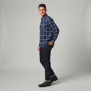 Chemise à carreaux décontractée pour homme en flanelle, collection automne 2026, 100 % coton brossé, respirante, séchage rapide, écologique - Product Image 3