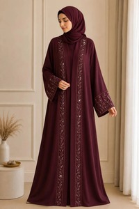 Vente en gros : Abaya longue élégante et modeste pour femme, robe musulmane pleine longueur pour la prière du Ramadan et tenue décontractée - Product Image 3