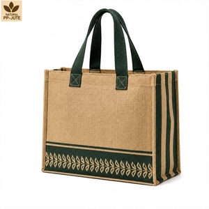 Bolsa de Compras de Yute Natural Impresa Personalizada, 36x40x15cm, Laminada en PP, Reutilizable, Venta al Por Mayor, Fabricante OEM ODM, Marca Privada - Product Image 1