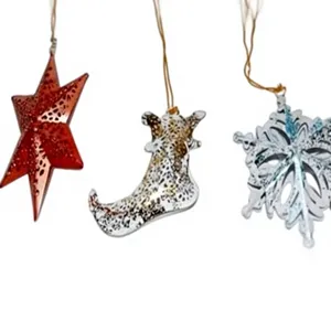 Premium Metal Christmas Wall Hanging Ornament Set Antique Brass Stars Filigree <b>Heart</b> <b>Decor</b> Wholesale Living Room - Product Image 4