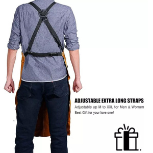Delantal de soldadura de PU sin mangas con bolsillos, resistente al calor y a las llamas, de alta resistencia, resistente a la abrasión, ropa de trabajo sencilla para soldadores y bomberos. - Product Image 4