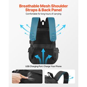 Sac à dos de randonnée de 26 L, léger, résistant à l'eau, avec port de charge USB, poche antivol - Product Image 5