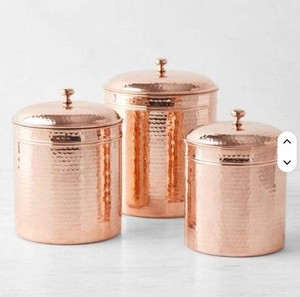 Juego de 3 Recipientes Redondos con Acabado de Cobre, Tapa, Utensilios de Cocina, Productos de Cocina, Frascos de Tendencia - Product Image 1