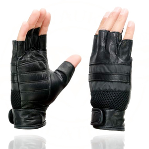 Gants de moto en cuir de vachette noir pour homme Samroz Sports - Product Image 3