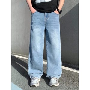 Jeans de Mezclilla para Hombre, Corte Recto, Cintura Alta, Color Azul Hielo Lavado, Ecológicos, Transpirables, Estilo Urbano, Talla 28-42 - Product Image 2