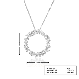 Collier pendentif cercle en diamant naturel taille princesse baguette 1,56 carats pour femme, plaqué or, idéal pour mariage, fiançailles, soirée, tendance - Product Image 2