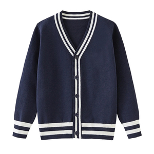 <b>Men's</b> And Women University Acrylic Knitted <b>Cardigan</b> Sweater V Neck Button Up Long Sleeve Solid Color Winter - Product Image 2