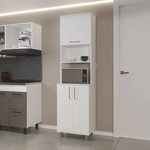 Armadietti da Cucina Bianchi con 2 Ante Pneumatiche e Vano Aperto - Product Image 1