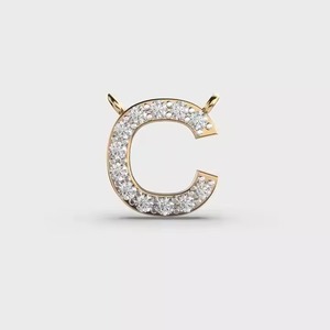 C Letter Moissanite Charm 925 Silver Gold Plated Round Brilliant Cut Pave Setting Unisex Luxury Style Everyday Wear - Product Image 4