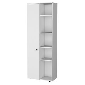 FM FURNITURE Dispensa da Cucina Bianca Harman Multistorage con 1 Porta e 5 Ripiani Aperti - Product Image 2
