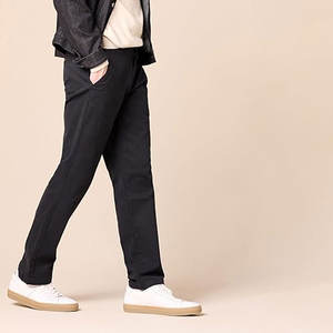 Pantalon décontracté pour homme, coupe droite, extensible, kaki noir, confortable, mélange de coton, pantalon de travail, pantalon décontracté slim, pantalon de bureau tendance - Product Image 2