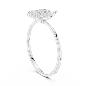 Anillo de Diamantes de Oro Sólido de 14k para Mujer, Diseño de Hoja Abstracta, Corte Brillante Redondo, Anillo de Compromiso Clásico, Diseño Minimalista, para Regalo - Product Image 4