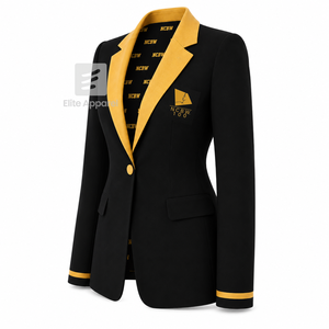 Blazer personnalisé de la Coalition NCBW avec logo brodé noir et or, doublure en polyester avec logo répété imprimé pour femme - Product Image 2