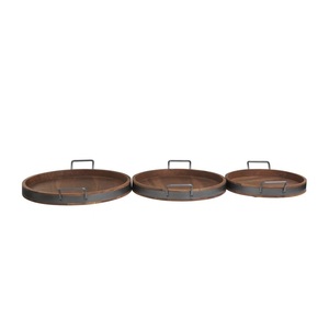 Ensemble de plateaux ronds de rangement et de service avec poignées de transport faciles, design emboîtable, idéal pour la décoration de table et l'affichage organisé - Product Image 3