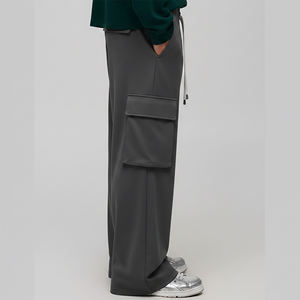 Pantalon cargo large pour homme personnalisé, taille élastique avec cordon de serrage, coupe décontractée ample, respirant, style automne, avec plusieurs poches - Product Image 3