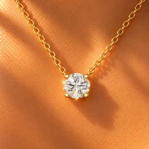 Collar Solitario de Oro Sólido de 14K con Diamante Cultivado en Laboratorio de Corte Redondo, Diseño Floral, 0.20-2.00CT DEFVVS, Certificado IGI, Joyería de Moda ODM - Product Image 2