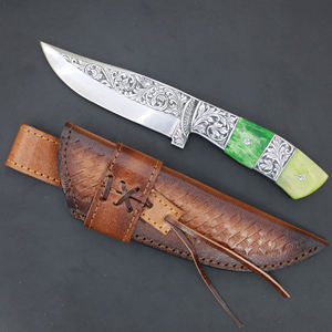 Magnifique couteau de cuisine professionnel en acier Damas de haute qualité, avec manche gravé en cuivre blanc, article le plus vendu - Product Image 2