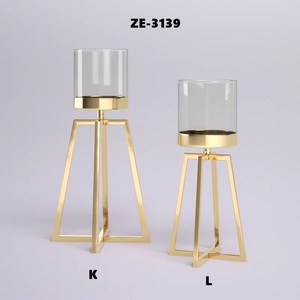 Luxury <b>Square</b> Gold-Colored Metal Handmade Hammered <b>Candle</b> Holder for Dining Tables and Wedding Events Home Use - Product Image 2