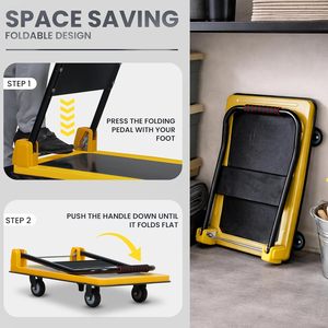Material Handling Platform Cart 200 Kg | Foldable Metal <b>Trolley</b> with Cushioned Grip for Warehouse & Office - Product Image 4
