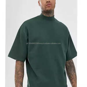 Nouveau design de vêtements souples pour hommes T-shirts en pur coton à manches courtes LOGO personnalisé col roulé col montant vêtements amples pour hommes vente en gros - Product Image 6