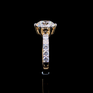 Anillo exclusivo de diamante cultivado en laboratorio con corte redondo, banda de oro amarillo macizo de 14k con pulido brillante, anillo de compromiso de 1 quilate, joyería fina. - Product Image 5