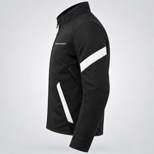 Manwa Industry <b>Men</b> Black Motorcycle <b>Jacket</b> Stand Collar <b>Reflective</b> Stripes Full Sleeve Wholesale Rate OEM Cheap price Custom - Product Image 4