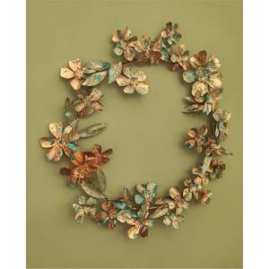 Guirnalda de Flores Metálica Hecha a Mano de Lujo, Escultura Floral con Pátina de Cobre Antigua, Decoración Moderna para Hogar, Hotel, Jardín y Bodas - Product Image 1