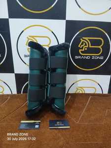 BRAND ZONE Bottes équestres en cuir verni pour chevaux, protections de tendons 8MM en néoprène et fausse fourrure, durables et confortables - Product Image 4